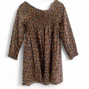 NWT SUGARLIPS MULTI COLOR FLORAL PRINT LONG SLEEVE SMOCKED MINI DRESS SIZE LARGE